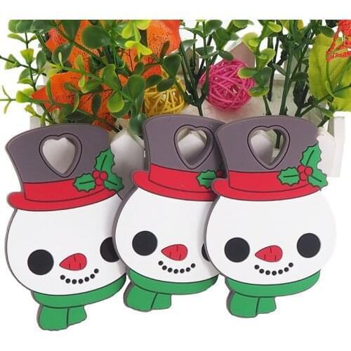 Chenkai 10PCS Silicone Snow man Teether Baby Teething BPA Free Sensory Pacifier DIY Infant Necklace Pendant Teething Chewing Toy