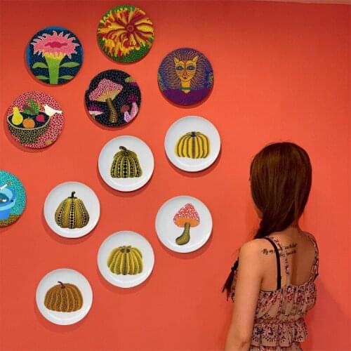 Pumpkin Decors Hanging Plate Japanese-style Ceramic Dinner Plate Decorative Wall Dishes Home House Wall Exhibition Desk Display