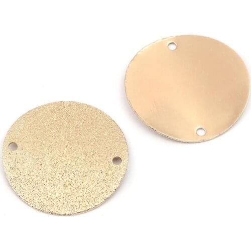 DoreenBeads Copper Connectors Geometric Round Silver Color/Rose Gold Sparkledust Simple DIY Jewelry Findings 25mm Dia., 5 PCs