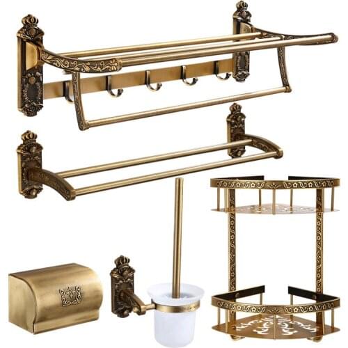 European antique bathroom caved bathroom hardware series shelves toilet brush luxury bathroom products