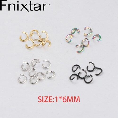 Fnixtar 1*6mm Black Rainbow Steel PVD Gold Color Stainless Steel Open Jump Rings Split Rings DIY Jewelry Making 1000pcs/lot