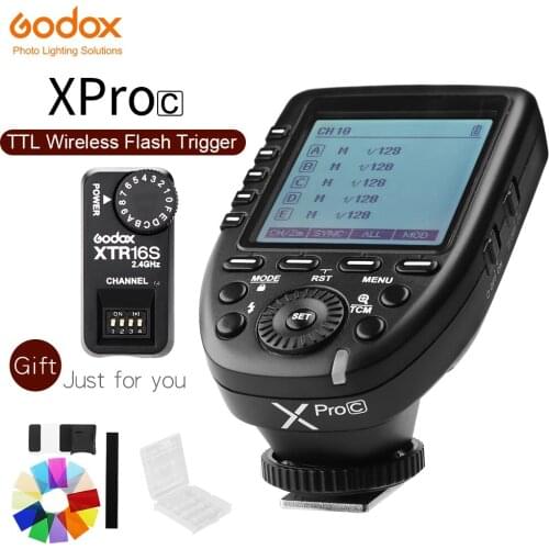 Godox XPro-C E-TTL II 2.4G Wireless X System HSS LCD Screen Transmitter + XTR-16S Receiver for Canon DSLR Godox V860C V850C