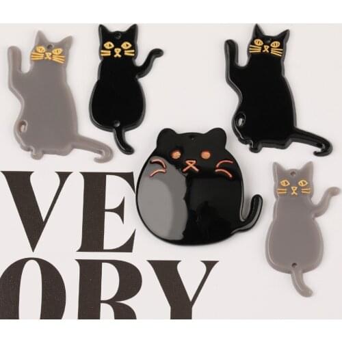 HAOSAW Choose Jewelry Accessories/Pendants For Earrings/DIY Making/Hand Made/Charms/Black And Grey/Cat Shapes/Jewelry Findings