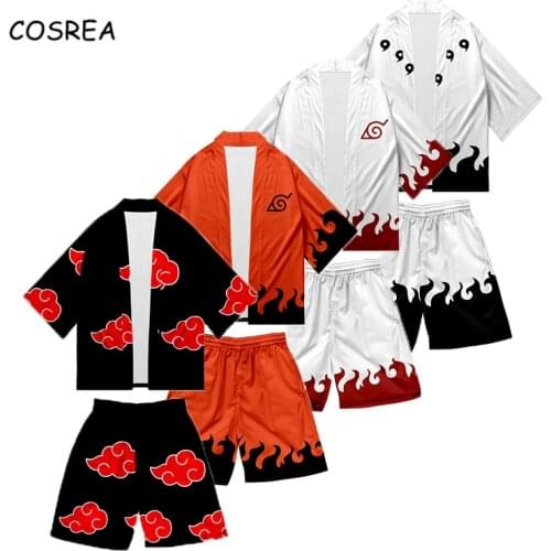 Cosrea Naruto Cosplay Costume Kimono Uzumaki Akatsuki Haruno Sakura Sport Suit Tops Pants Shorts Disfraz Clothes T-shirt Coat