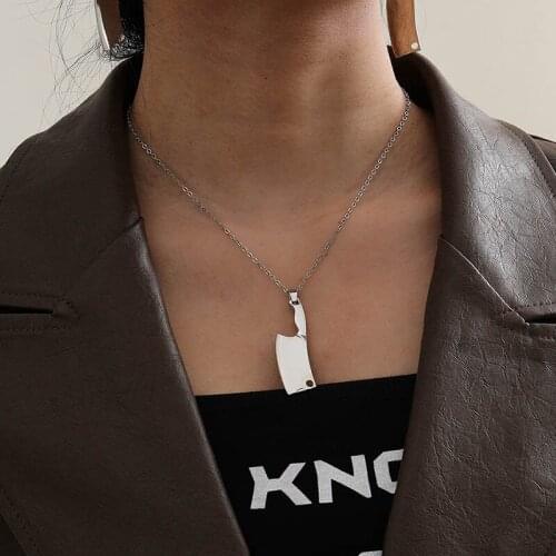 Punk Creative Kitchen Knife Blade Pendant Necklace for Women Vintage Fashion Geometric Clavicle Necklaces Jewelry Gift