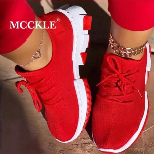 Women Knitted Sneakers Lace up Mesh Breathable Woman Vulcanized Shoes Platform Female Comfortable Ladies Casual Footwear Fashion