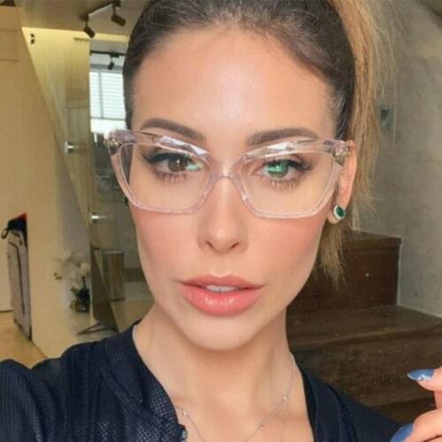 Square glasses frame women fashion metal legs Brand designer transparent clear glasses ladies Optical Computer eyeglasses
