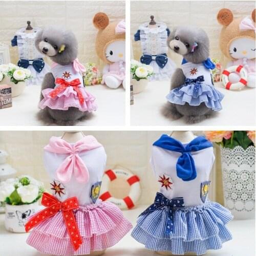Dog Dresses Princess New Summer Sailor Suit Chihuahua XL Comfortable Breathable Thin Style Fashionable Cute Printed Pet Clothes