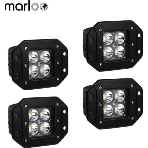 Marloo 4pc 20W Led Work Light Bar Flush Mount Light Auto Work Light Driving Fog Light Pods for Jeep off-Road SUV Pickup Boat 4x4