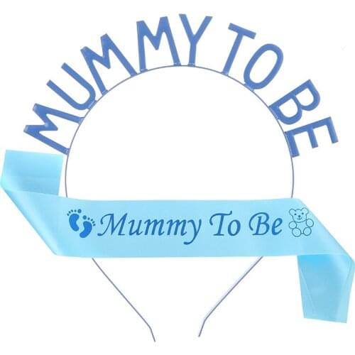 Mother To Be Tiara and Sash Set Blue Red Crown for Future Mum Baby Shower Boy Girl Gender Reveal Party Pregnancy Decor Supplies