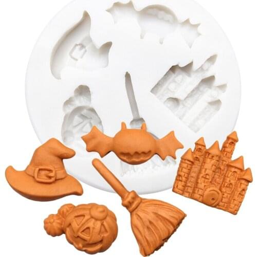 Halloween Broom Bat Jack-O'-Lantern Silicone Mold Sugarcraft Chocolate Cupcake Baking Mold Fondant Cake Decorating Tools
