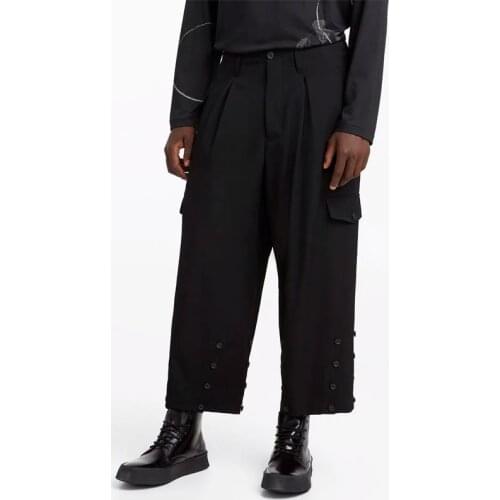 Multi-breasted trousers, multifunctional straight-leg pants, adjustable boots