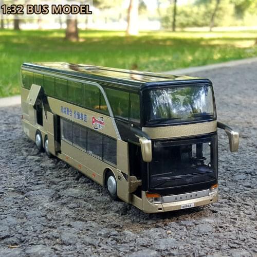 1:32 High quality alloy pull back bus model high simitation Double sightseeing bus flash toy vehicle kids toys