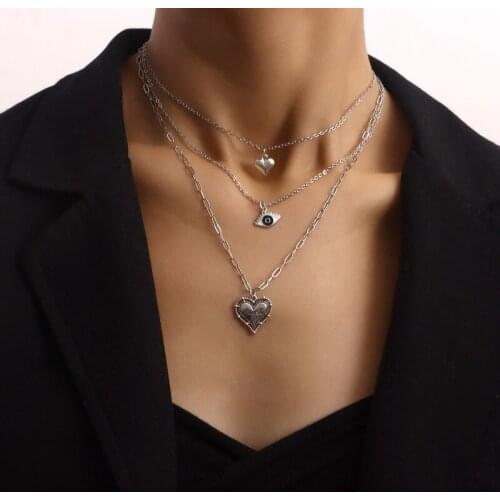 Fashion Multi-Layer Chain Necklaces for Women 2021 Chunky Statement Necklace Heart Pendant Jewelry Luxury Party Lady Accessories