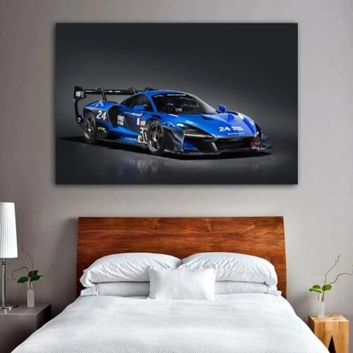 Modular Hd Prints Pictures Paintings Home Decoration Canvas Blue Race Car McLaren Poster Wall Artwork For Living Room Framework