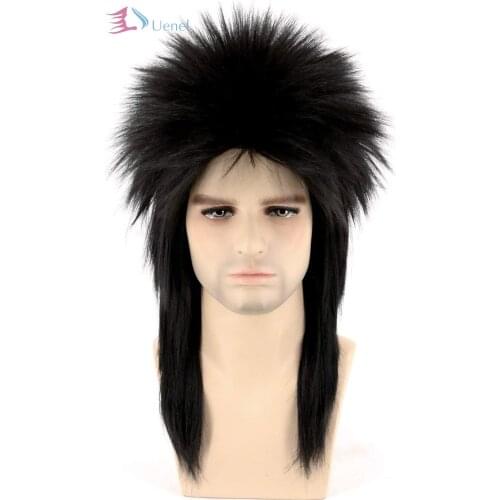 Uenel 80S Rocking Dude Wig Fancy Dress Punk Metal Rocker Mullet Style Wig Men wig