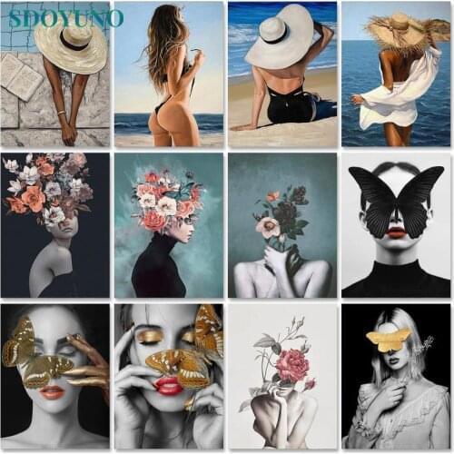 SDOYUNO 40x50cm Paint By Numbers Figure Oil Painting By Numbers On Canvas Women Frameless DIY Home Decor living Room