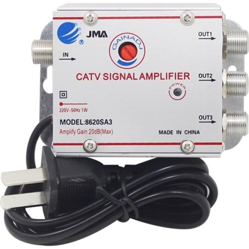 New 2/3 Way 20db CATV TV Antenna Signal Amplifier Booster Splitter US plug AMP Splitter Home TV Equipments 45Mhz to 860MHz
