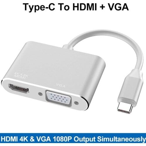 Type-C To HDMI 4K 30 Hz VGA Adapter USB C 3.1 Type C to VGA HDMI Video Converters Adaptor