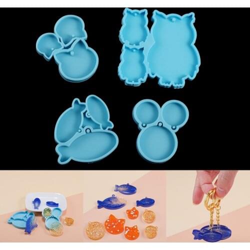 Pet Pendant Silicone Mold Cat Dog Owl Fish Pendants Epoxy Resin Casting Mould for DIY Resin Craft Jewelry Making Accessories