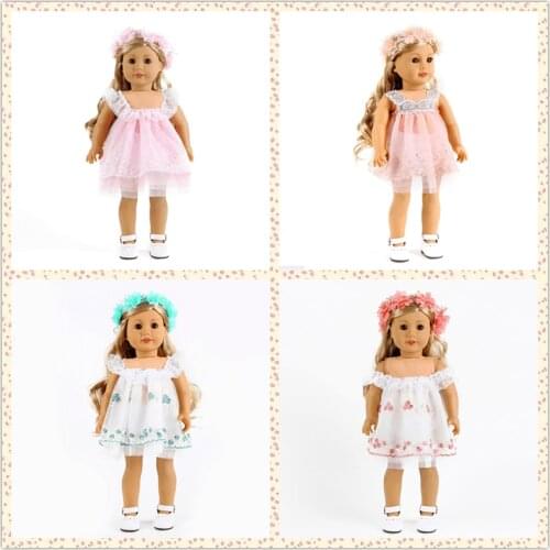2021 New Pattern Fashion Fairy Dress with Lace Embroidery Fit 18 Inch American&43cm Baby New Born Doll Clothes Accessories