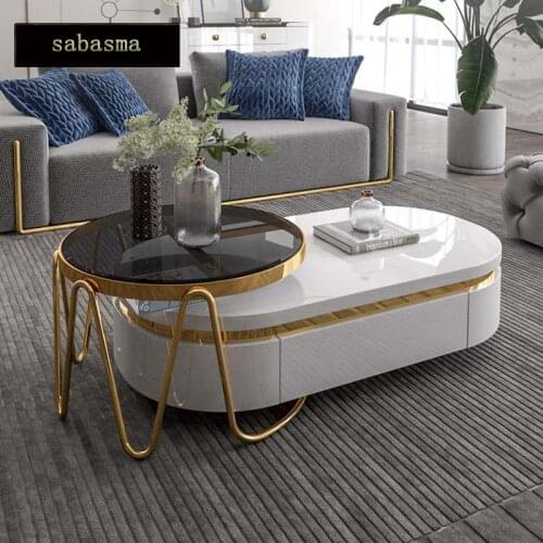 Light luxury Nordic coffee table TV cabinet combination set living room modern minimalist multi-function marble tea table