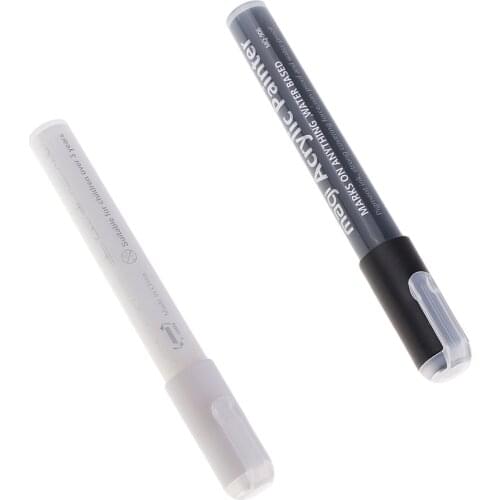 Paint Pens For Rock Painting, Stone, Ceramic, Glass, Wood, Canvas. Set Of White and Black Colors Acrylic Paint Markers