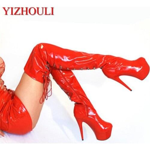 Autumn winter 6 inch sexy over the knee boots fashion crystal bottom stiletto high heel knight boots 15cm women slim thigh shoes
