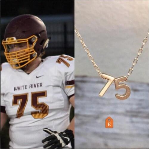 Silver number necklace, initial necklace, monogram necklace, football mom, football jersey, baseball number necklace