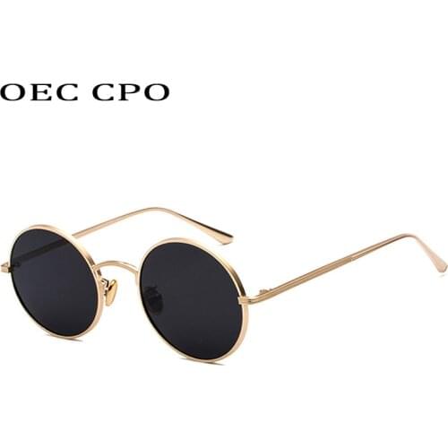OEC CPO Classic Men Round Sunglasses Women Metal Frame UV400 Sun Glasses Mens Female Fashion Eyewear O90