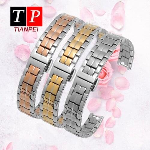 Tissot12mm t094 steel stri Metal watch band Genera Watch Strap fashion rose Stainless Steel Watch Band Replacement Strap women