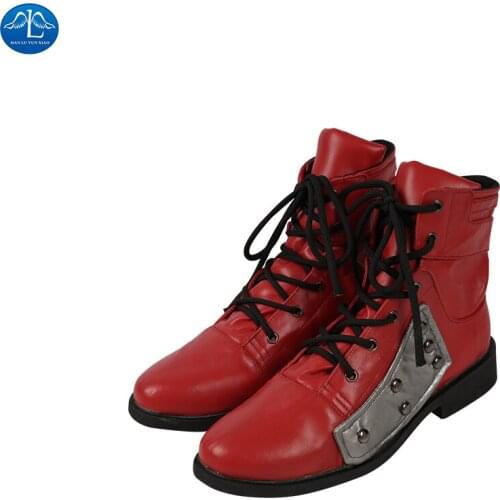 Manluyunxiao Final Fantasy VII Remake Tifa Lockhart Cosplay Shoes Faux Leather Martin Boots Halloween Costumes Red for Women