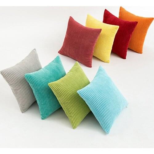 Corduroy Stripe Cushion Cover White Red Solid Color Nordic Style Sofa Leisure Pillow Without Core 45x45cm Multicolor Optional