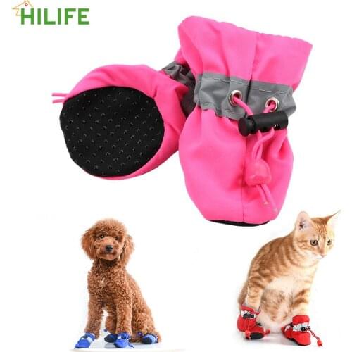 Waterproof Soft Pet Paw Care Antiskid Puppy Shoes Soft-soled Dog Shoes 4pcs Pet Accessories Fashion