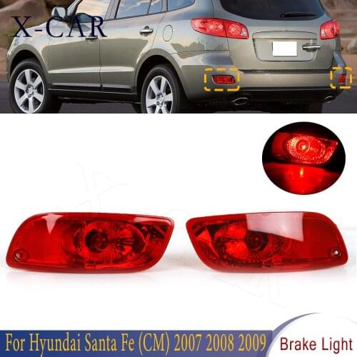 X-CAR Rear Bumper Reflector Brake Light Tailight Warning Lamp Car Styling Accessories For Hyundai Santa Fe (CM) 2007 2008 2009