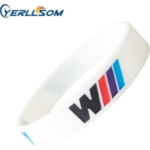 YERLLSOM 100PCS/lot High Quality 1/2 inch white and black bracelets debossed color filled rubber silicone bangles for gifts Y017