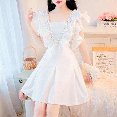 SWEETXUE 2021 Summer Temperament Ruffled Square Neck Dress Fashion Sesigner Elegant Chic Party Dress Sweet Cute Korean Vestidos