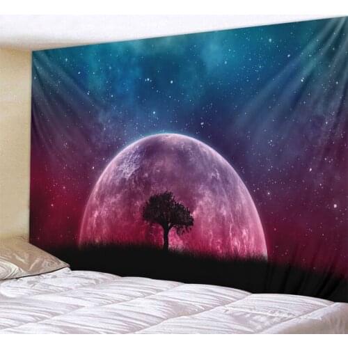 Starry Sky Tree Tapestry Psychedelic Universe Illustration Tapestry Witchcraft Hippie Lace Tapestry Bohemian Decoration