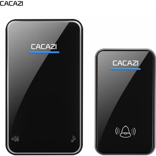 CACAZI Wireless Waterproof Doorbell 300M Remote Battery Button LED Light Home Cordless Bell EU Plug Receiver 48 Chimes 6 Volume