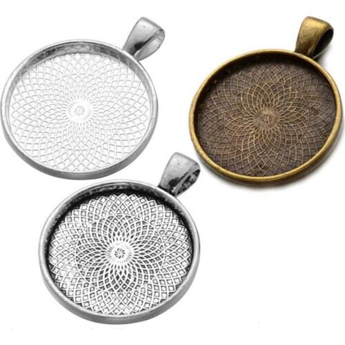 20pcs 25mm three available plating color necklace pendant setting cabochon cameo base Tray bezel blank jewelry making findings