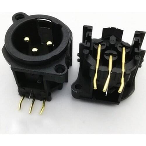 20pcs/Lot Microphone XLR 3pin 3 Pin Male angle plug Panel Mount Chassis PCB Socket Connector