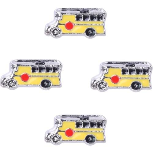 20Pcs/Lot F174 Yellow School Bus FLoating Charms Making Student Gift Memory Locket Jewelry Dropshipping