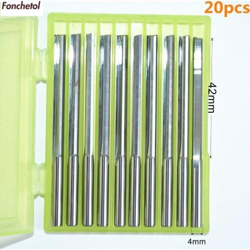 4mm*42mm-20pcs CNC solid carbide End Mill,tungsten steel woodworking insert router bit,2 Flutes Straight milling cutter,MDF,PVC