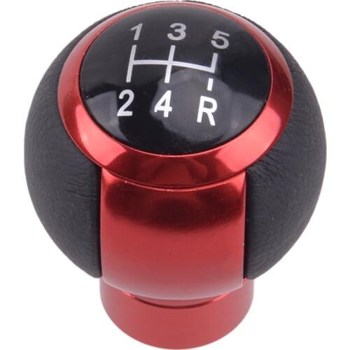 5 Speed Round Red Manual Transmission Car Gear Shifter Shift Lever Knob for Universal Vehicles Trucks Replacement
