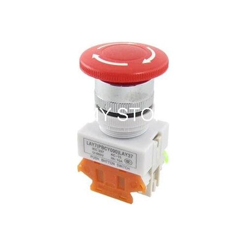 660V 10A Red Sign Mushroom Emergency Stop Push Button Switch 22mm Twist Release