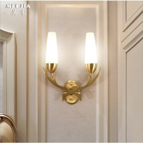 American living room background wall wall lamp all copper bedroom restaurant staircase corridor antler wall lamp duplex building