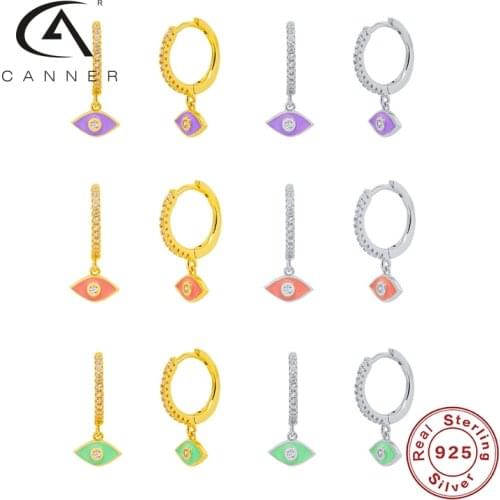 CANNER Simple Pendant Hoop Earrings For Women 925 Sterling Silver Gold Silver Party Jewelry Accessories Hoop Kolczyki Pendientes