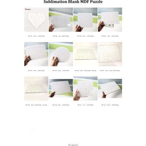 Free shippig 10pcs/lot MDF Sublimation Blank Puzzles For Dye Sublimation Printing Transfer DIY Gift