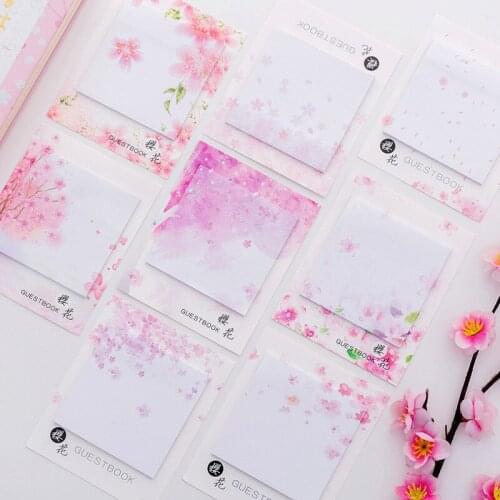 30Sheets Japanese Sakura Self Stick Notes Memo Pad Self-adhesive Sticky Note Cute Notepads Posted Writing Pads Stickers Paper