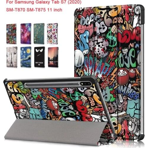 Colorful printed case For Samsung Galaxy Tab S7 (2020) SM-T870 SM-T875 11 inch Slim Folding Stand Cover with Auto Wake Sleep